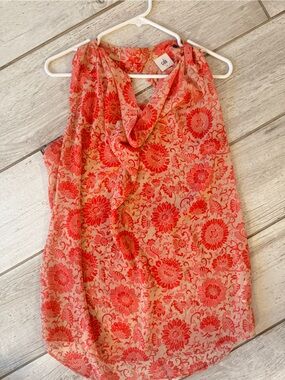 CAbi Coral Floral Drape Neck Sleeveless Top